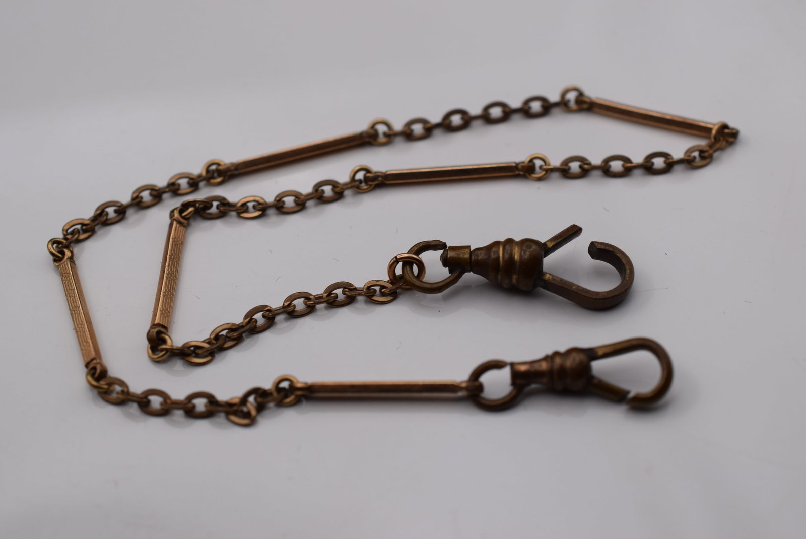 Edwardian Fob Chain Vintage Old Lot Fi 95: Edwardian Fob Chain Vintage Old measures 12 3/4" long one spring doesnt seem to work very well