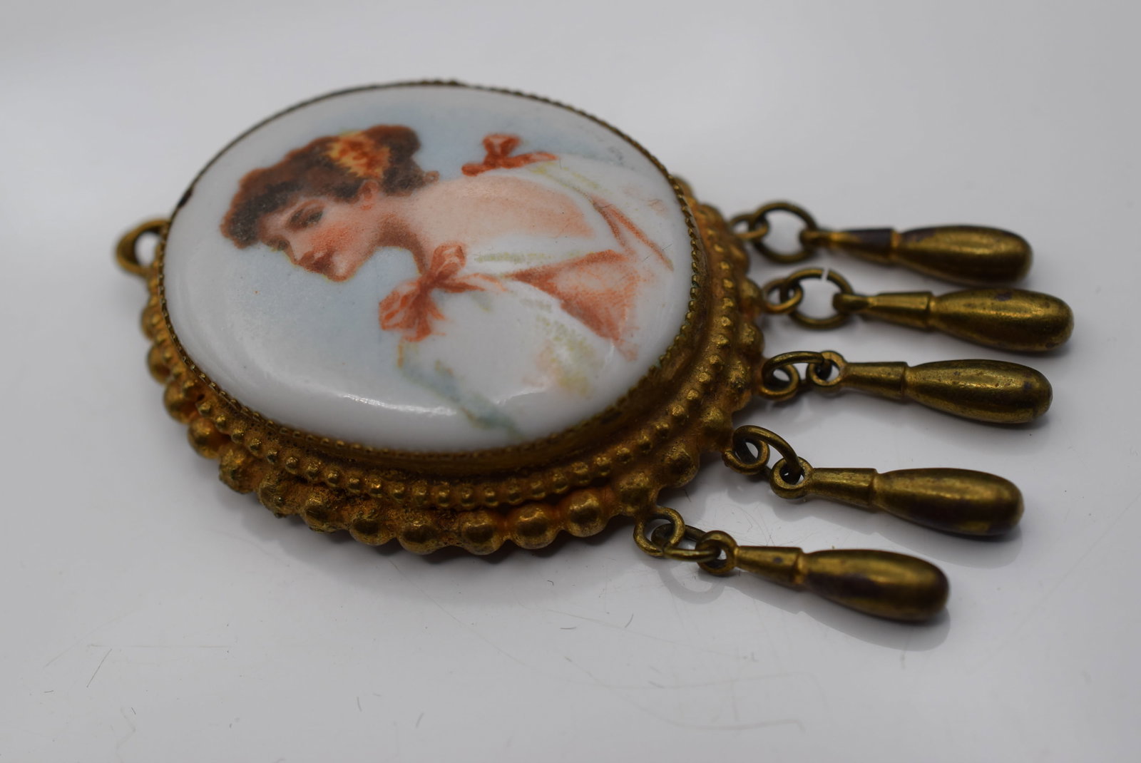 Portrait Pendant Vintage Old 1940's Lot Fi 180 (1 of 2)