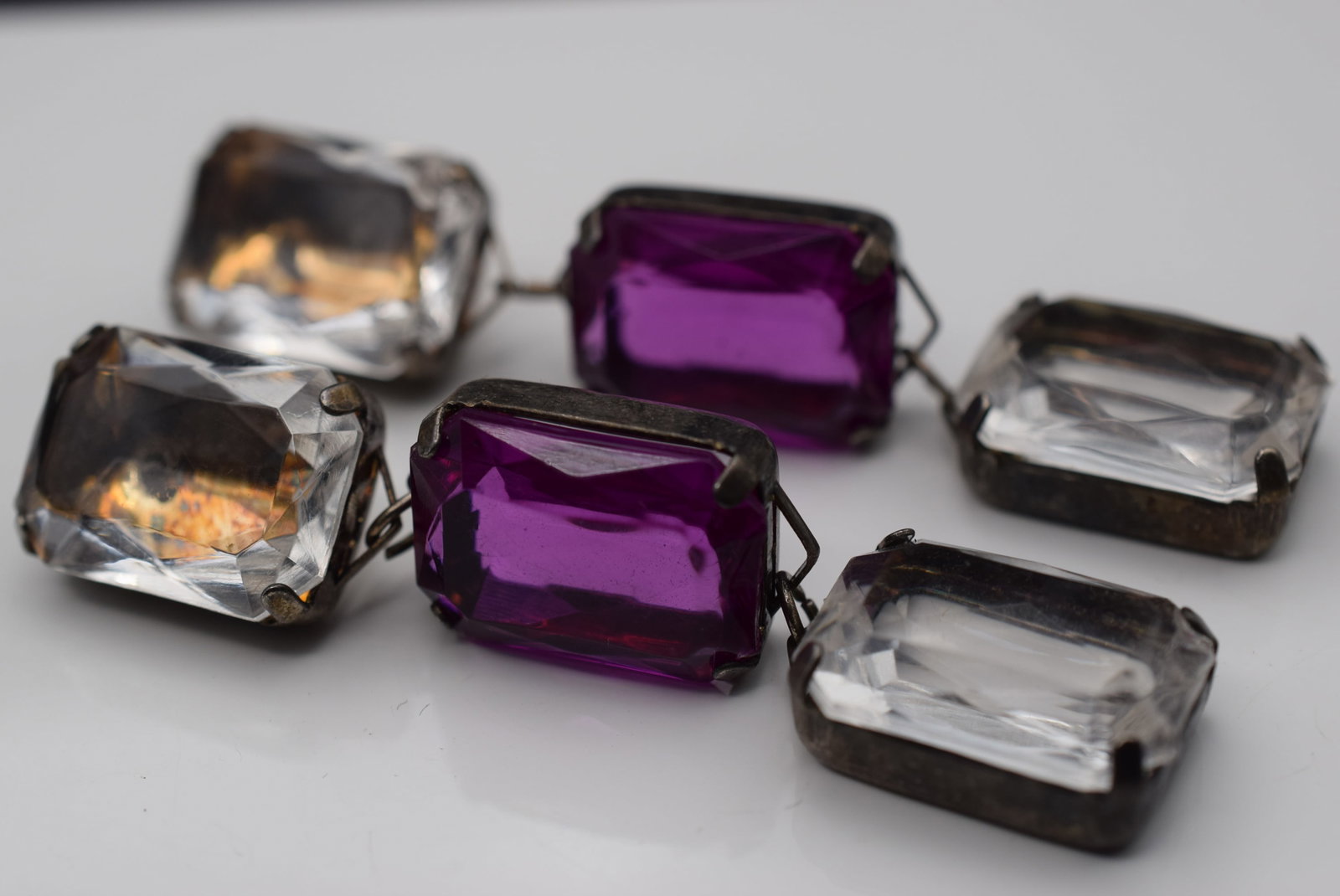 Purple and Clear Huge Dangle Earrings Vintage Lot Fi 184: Purple and Clear Huge Dangle Earrings Vintage