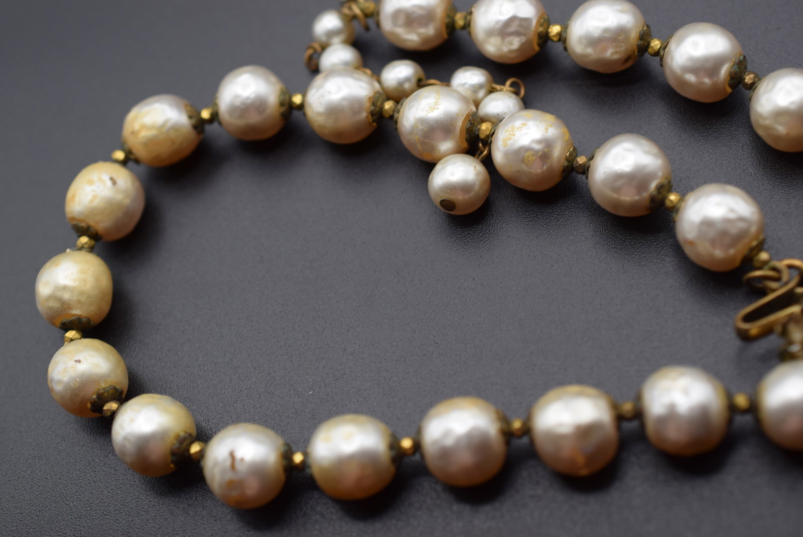 Miriam Haskell Old Glass Baroque Pearl Necklace Vintage Signed Lot Fi 290 (1 of 4)