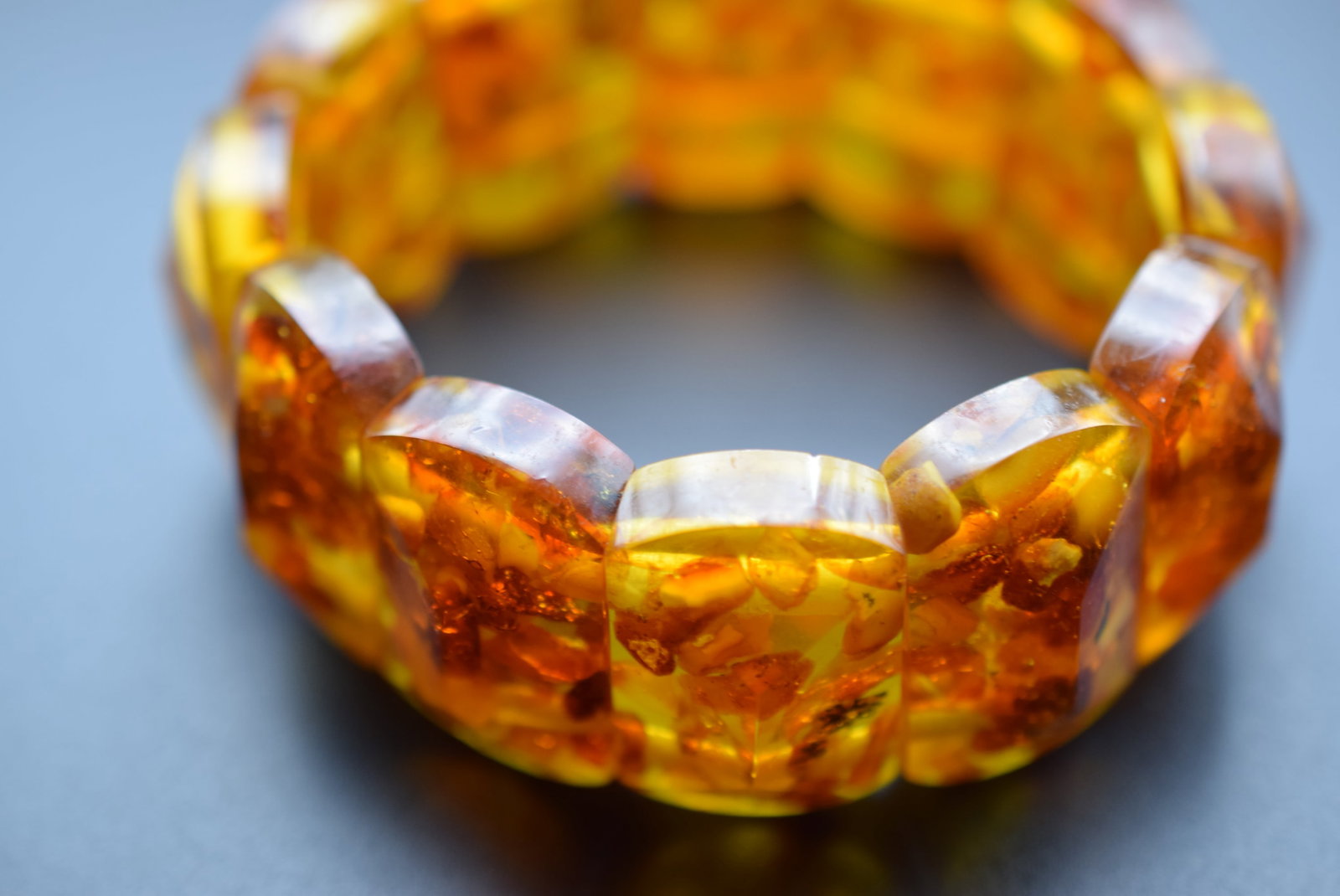 Pressed Amber Stretch Bracelet Lot#CF 429 (1 of 6)