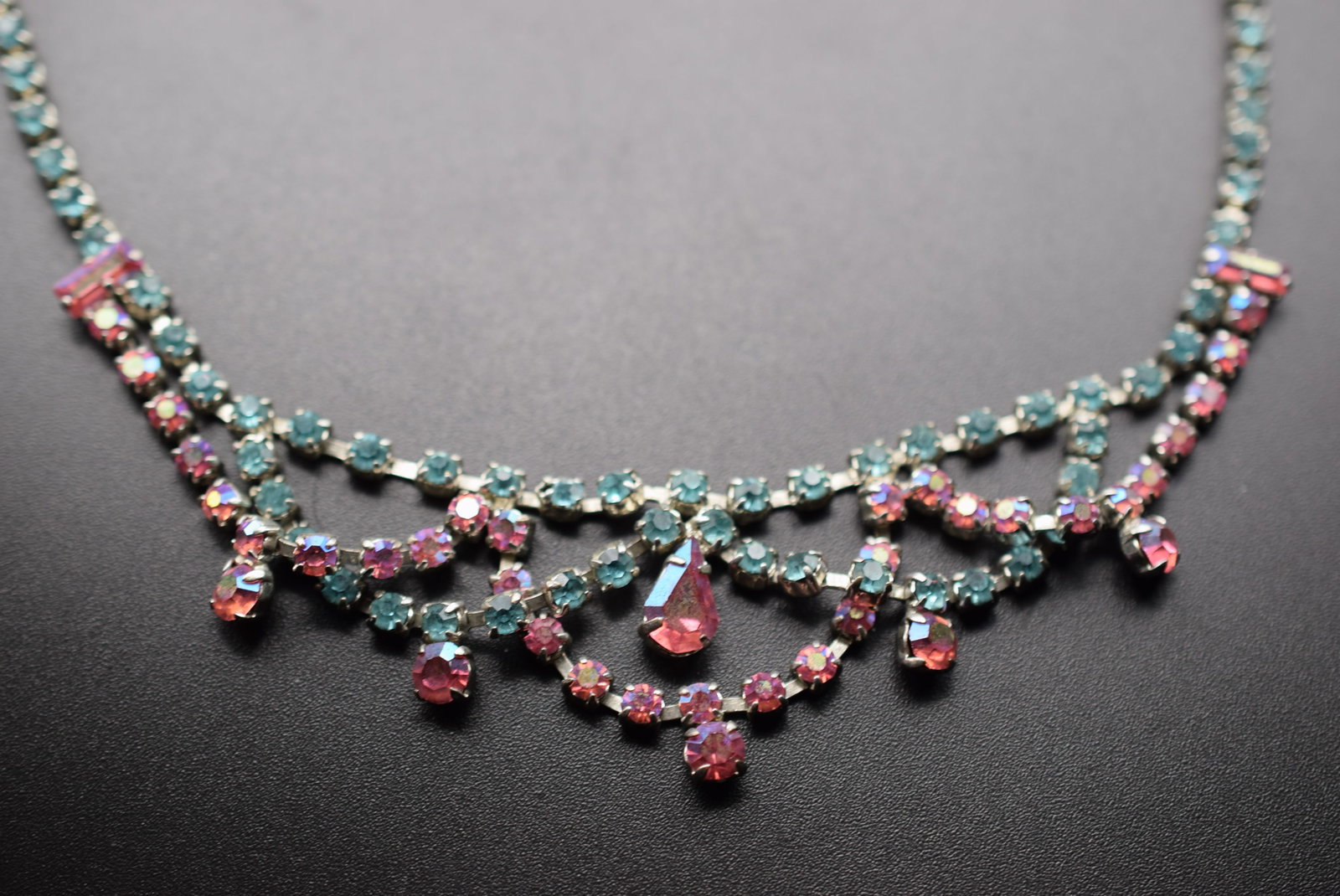 Pastels Rhinestone 1940's Necklace Vintage Lot Fi 473 (1 of 3)