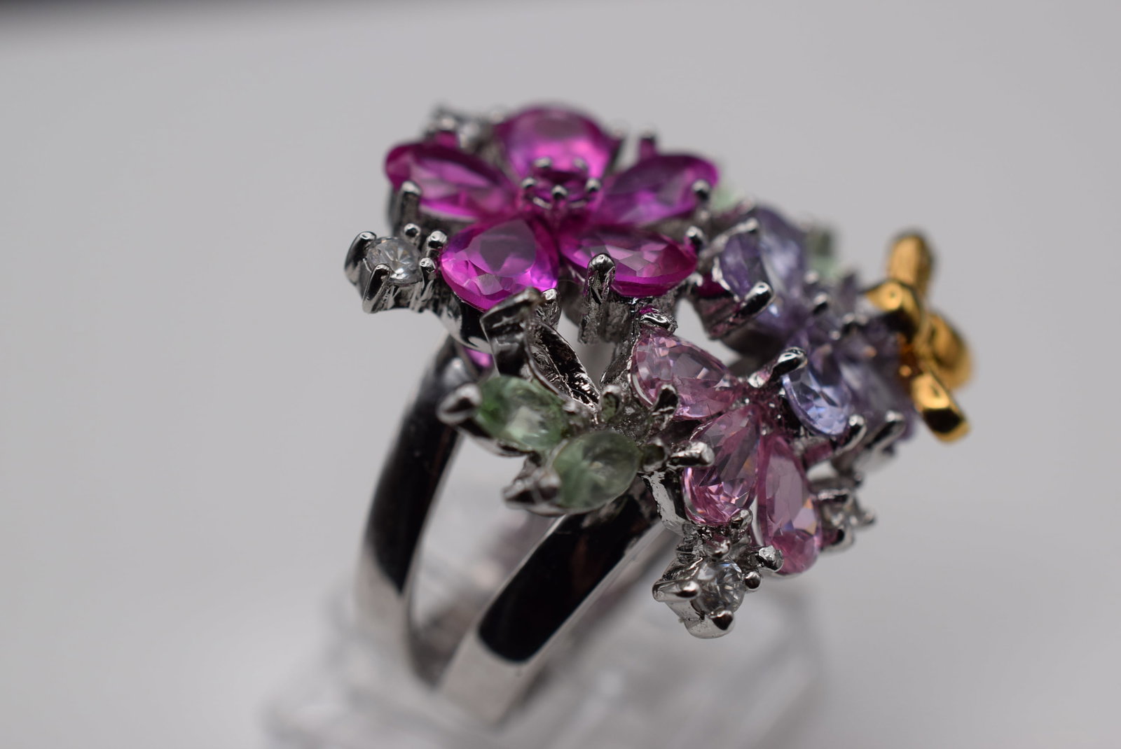 WOW AMAZING Massive Flower Cz Bumble Bee Sterling Ring Size 6.75 Lot Fi 593 (1 of 3)