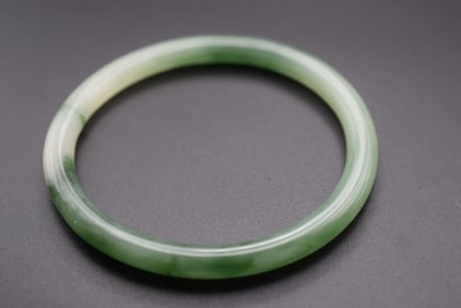 Imitation Jade Vintage Bracelet Measures Lot#CF 598: Imitation Jade Vintage Bracelet Measures 2 5/8" across the inside and is 1/4" wide