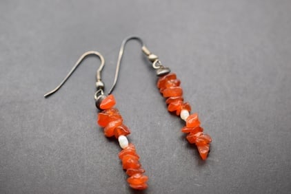 Agate Freshwater Pearl Pierced Earrings Handmade Lot 605 (1 of 2)