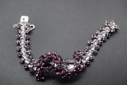 Sherman Cuff Rhinestone Bracelet Vintage Alexandrite Rigid Lot 639 (1 of 7)