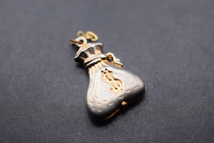 Money Bag of Loot Charm Pendant Lot 741: Money Bag of Loot Charm Pendant measures 7/8" x 1/2"