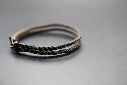 Middle Eastern Silver Double Braided Bracelet Vintage Lot 822 (1 of 2)