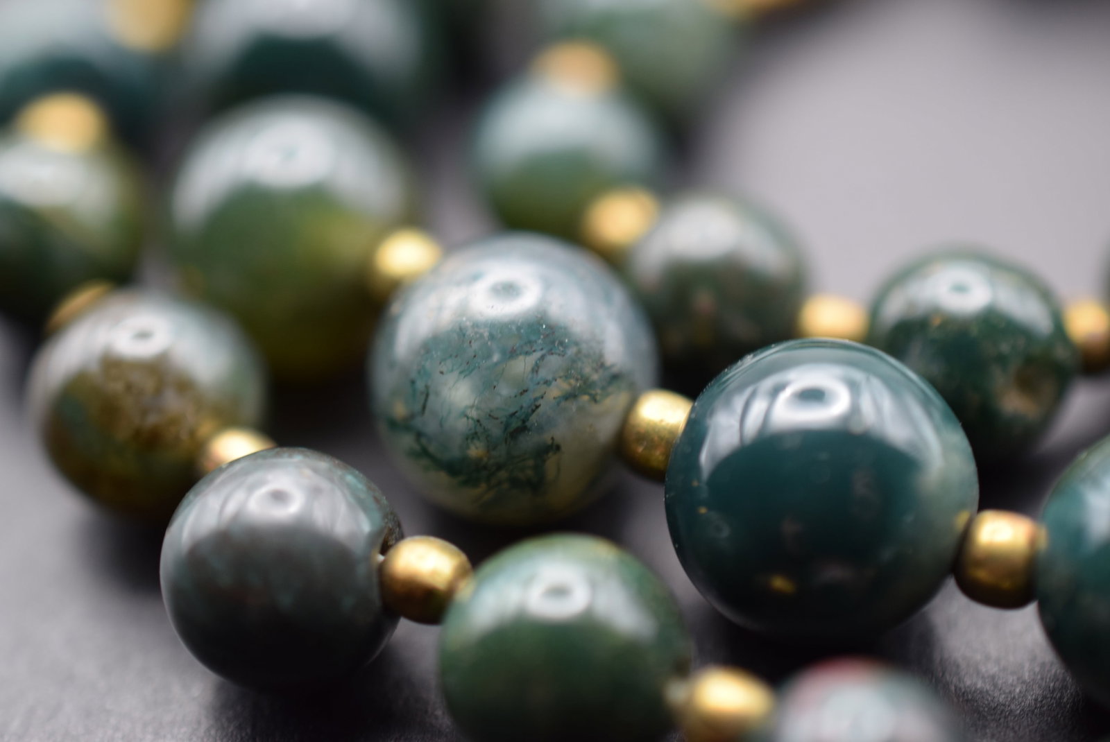 Agate Green Mossy Necklace Vintage Lot 943 (1 of 5)