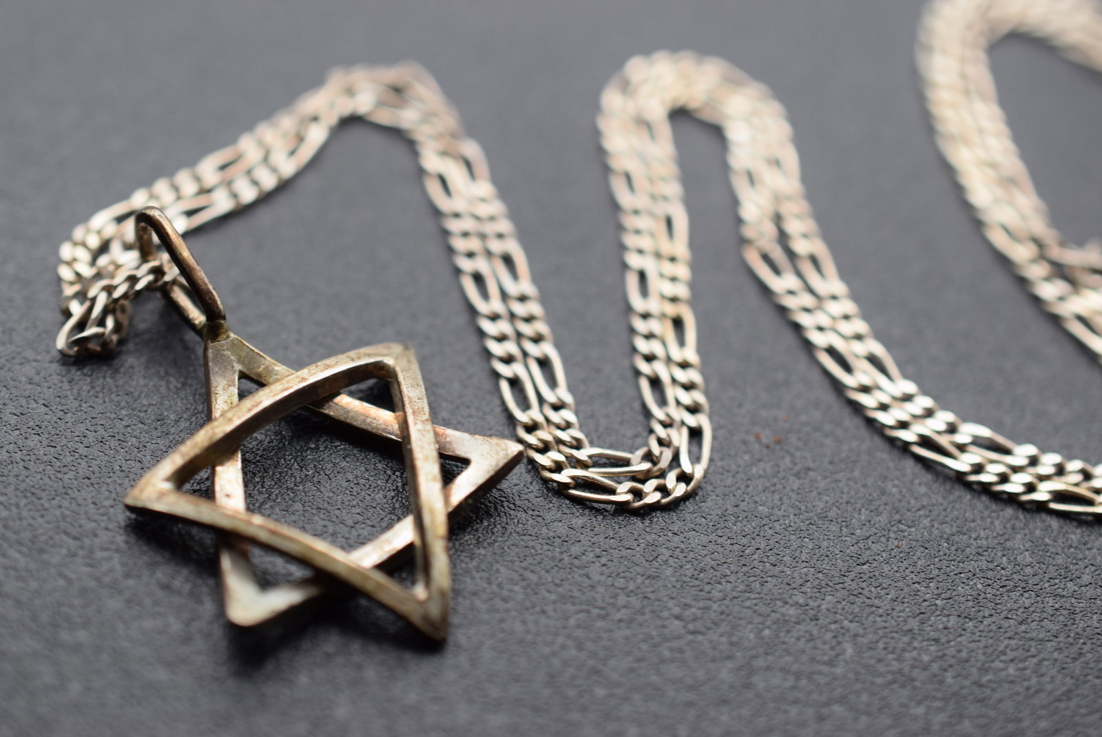 Star of David Pendant Necklace Sterling Silver 925 Lot 974: Star of David Pendant Necklace Sterling Silver 925 Chain marked 925 on the clasp and measures 19" long and the Star of David pendant measures 1" x 1" weighs 5.63 grams