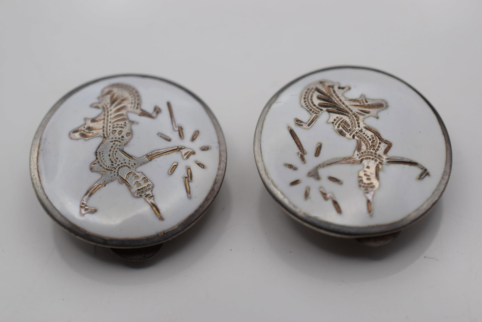 Siam Clip Earrings Sterling Silver 925 Vintage Lot Fi 1087: Siam Clip Earrings Sterling Silver 925 Vintage