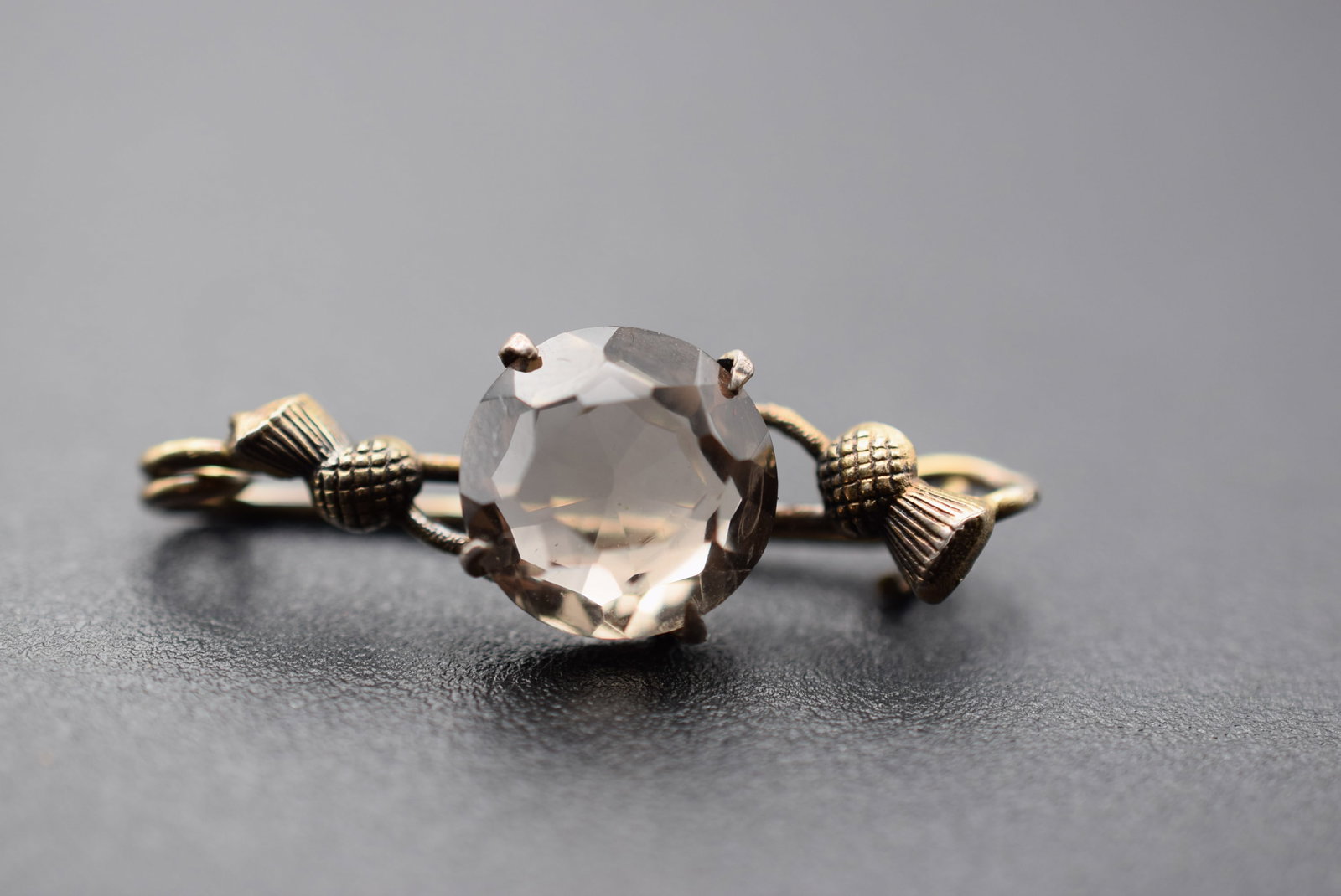 Scottish Thistle Amethyst Brooch Pin Sterling Old Vintage Lot 1149 (1 of 4)