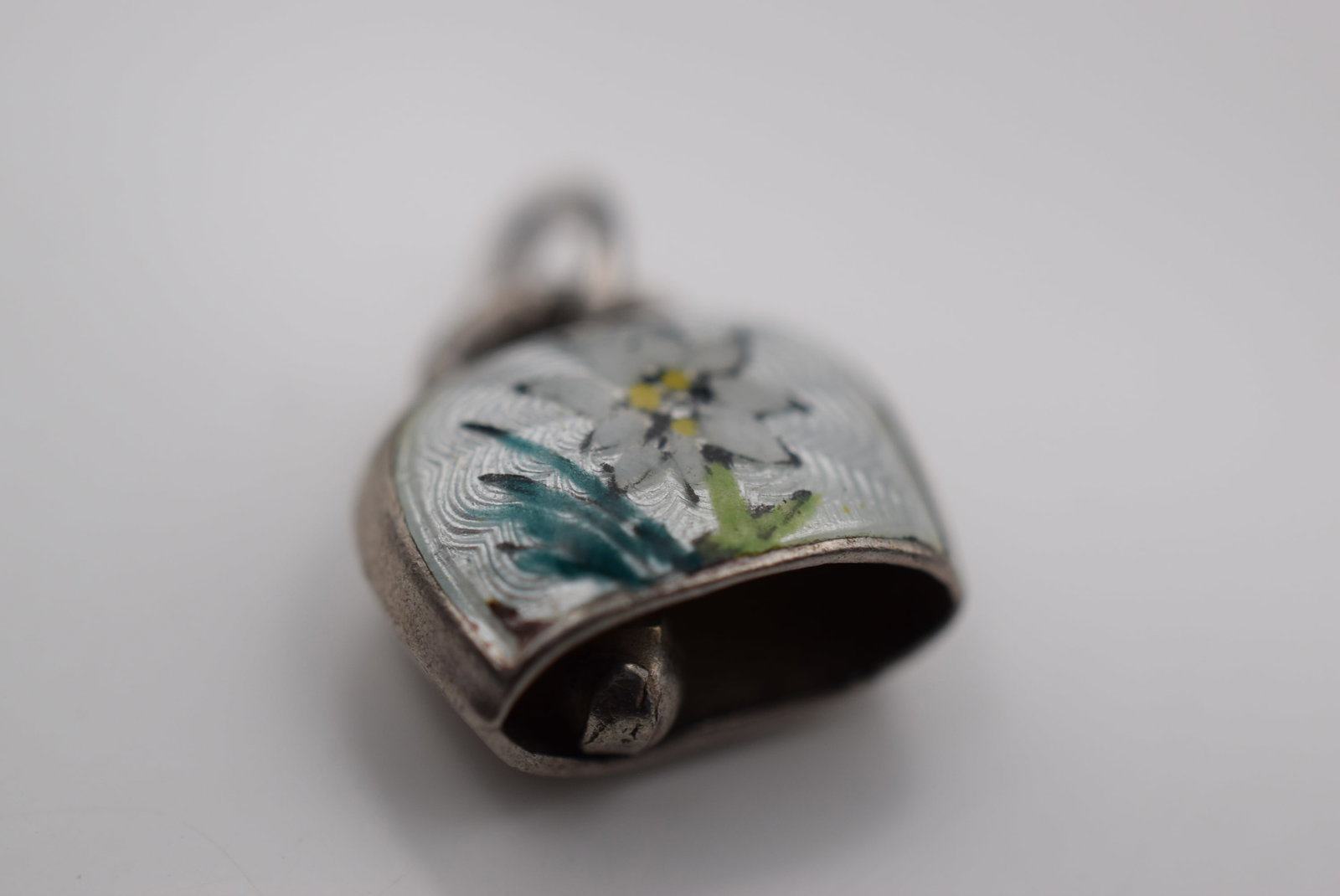 movable Guilloche Enamel Cow Bell Sterling Silver 925 Charm Lot Fi 1240 (1 of 3)