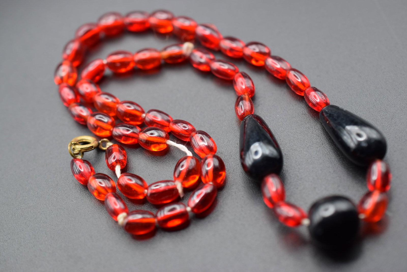 Glass Red Vintage Necklace Lot GJ 247: Glass Red Vintage Necklace