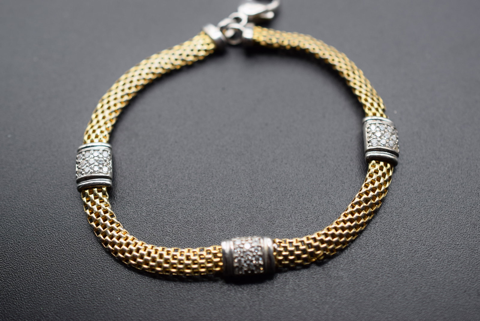 Mesh Pave Sterling Bracelet Lot GJ 411: Mesh Pave Sterling Bracelet measures 7 1/2" long