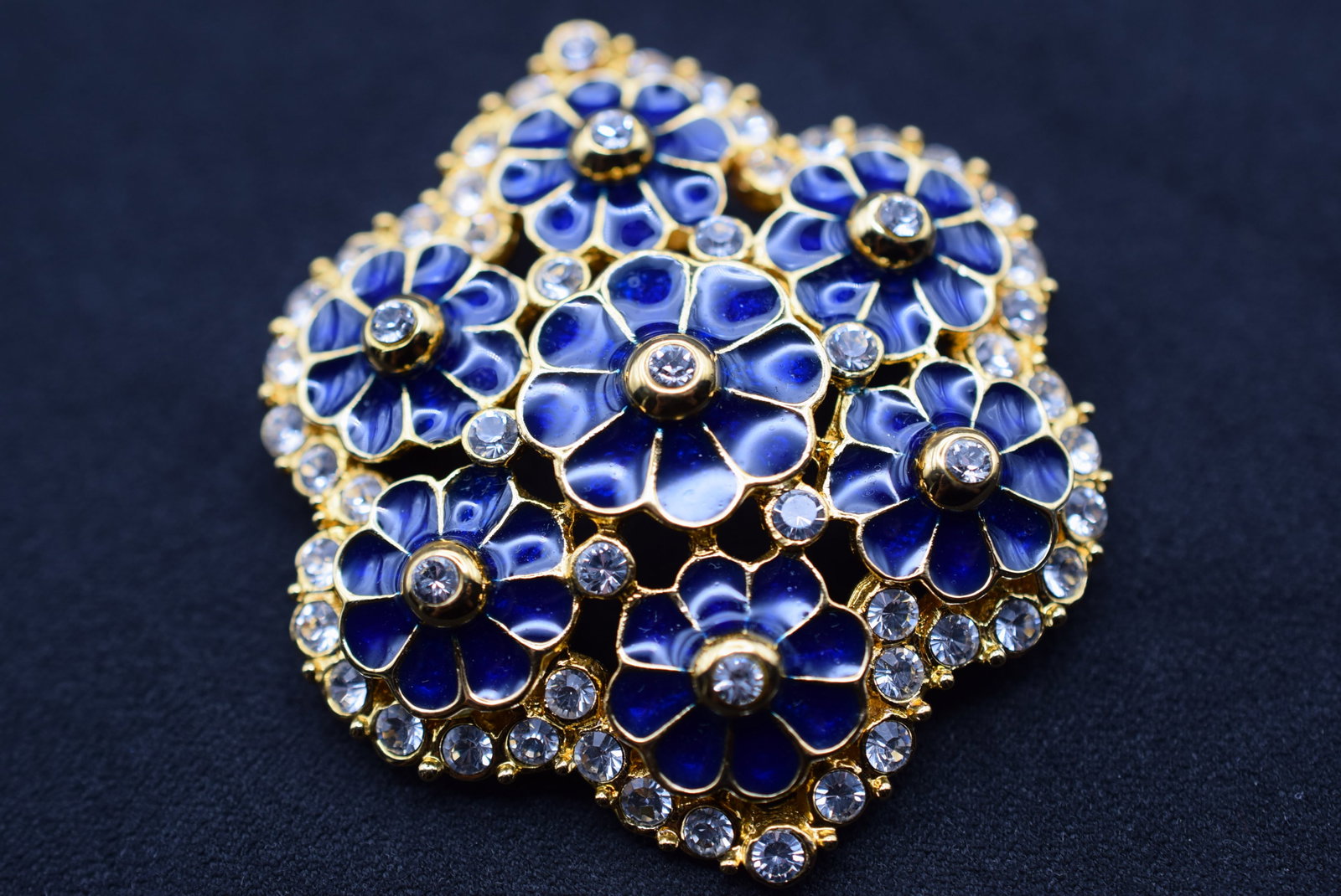Rhinestone ENamel Brooch Pin Pendant Lot GJ 472: Rhinestone Enamel Brooch Pin Pendant measures 1 3/4" in diameter