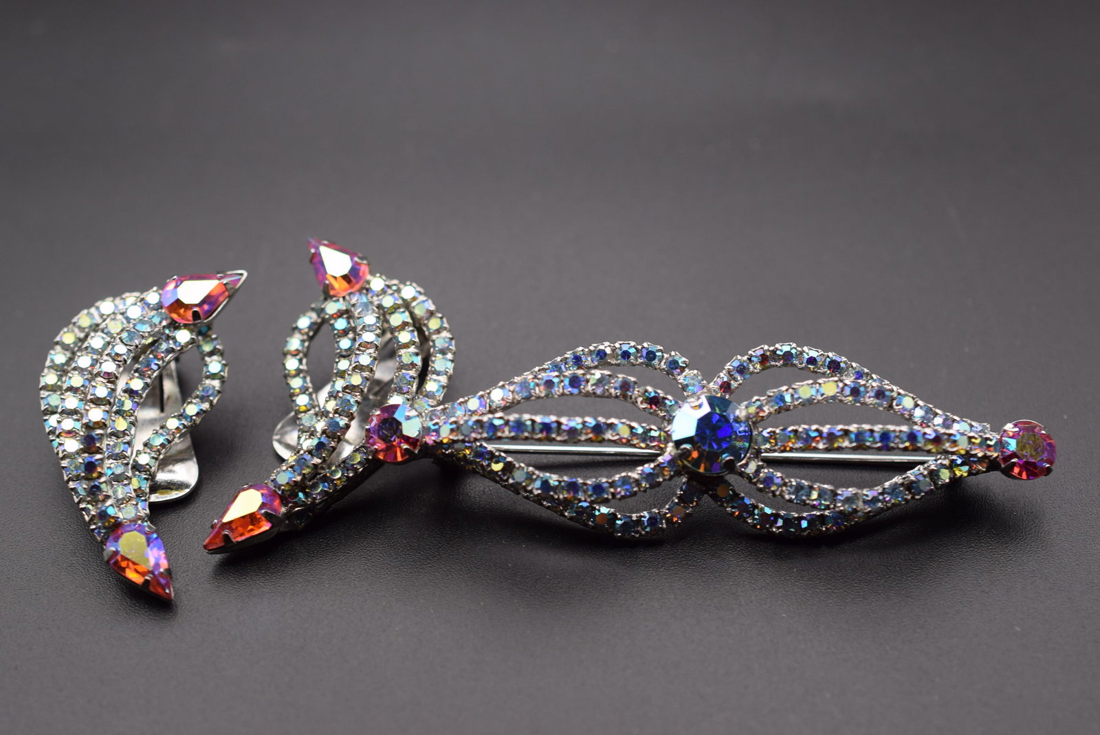 Jay Kel Original Brooch and Clip Rhinestone Vintage Lot HK 38: Jay Kel Original Brooch and Clip Rhinestone Vintage