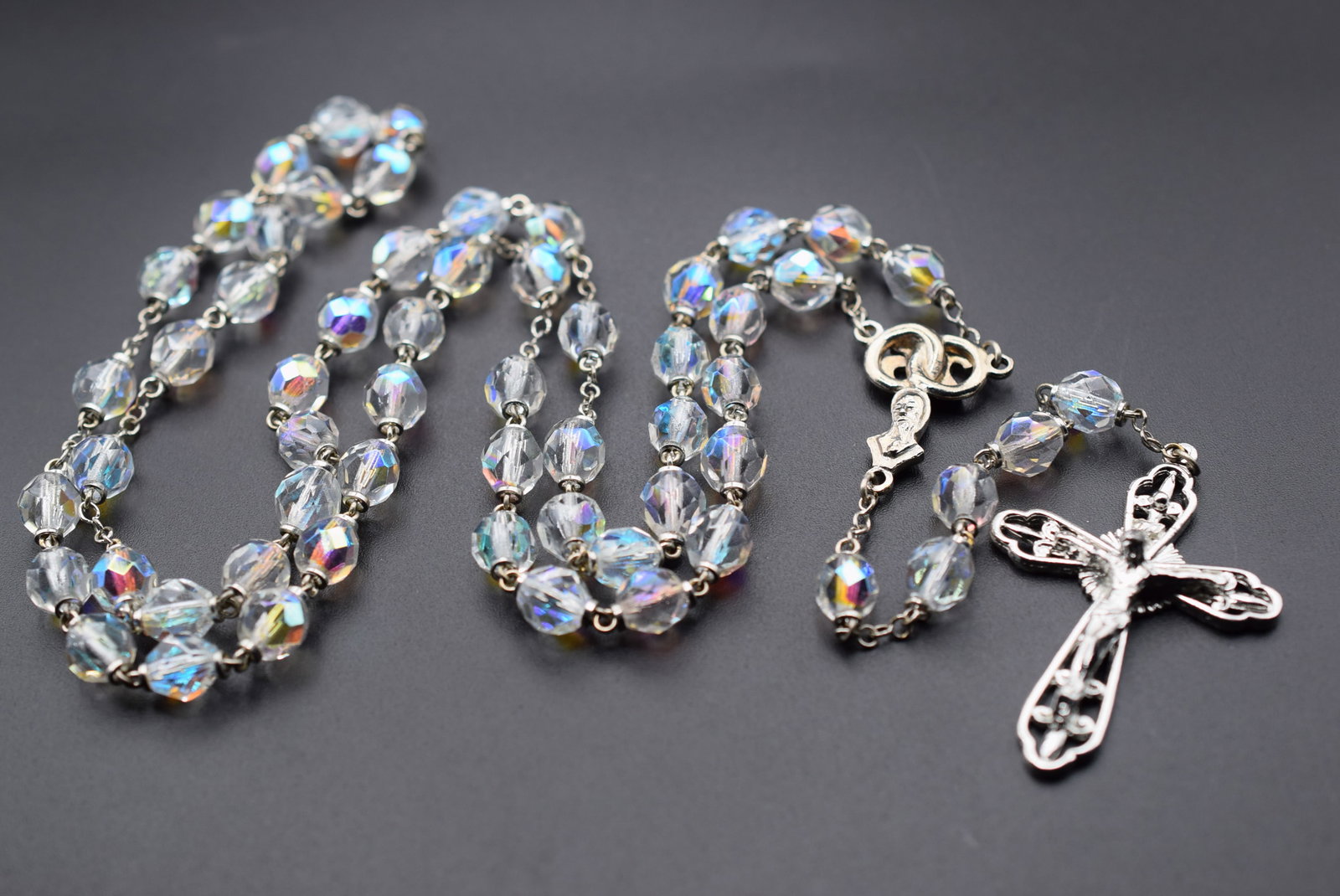 Vintage Rosary Hanging Length 22" Huge Crystals Lot HK 106 (1 of 4)