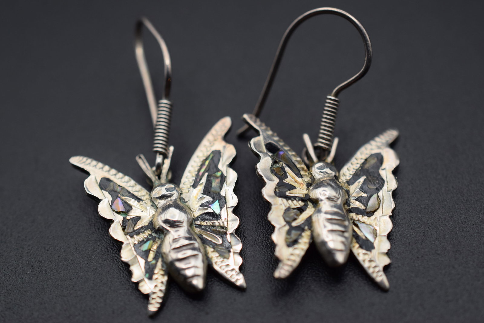 Vintage Earrings Sterling Pierced Butterflies Abalone Lot HK 118 (1 of 2)