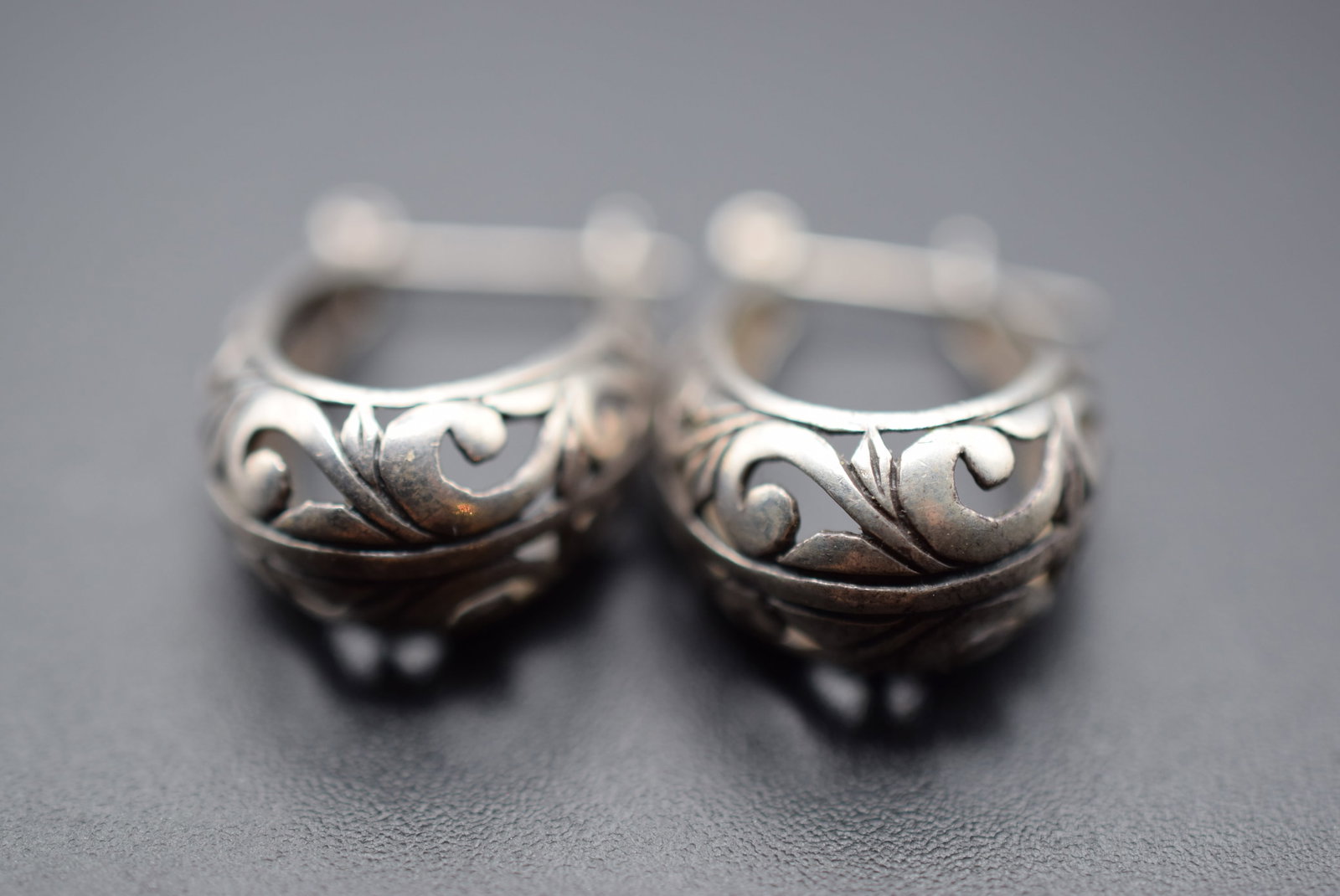 Vintage Earrings Cutout Cutwork Sterling Pierced Lot HK 124: Vintage Earrings Cutout Cutwork Sterling Pierced
