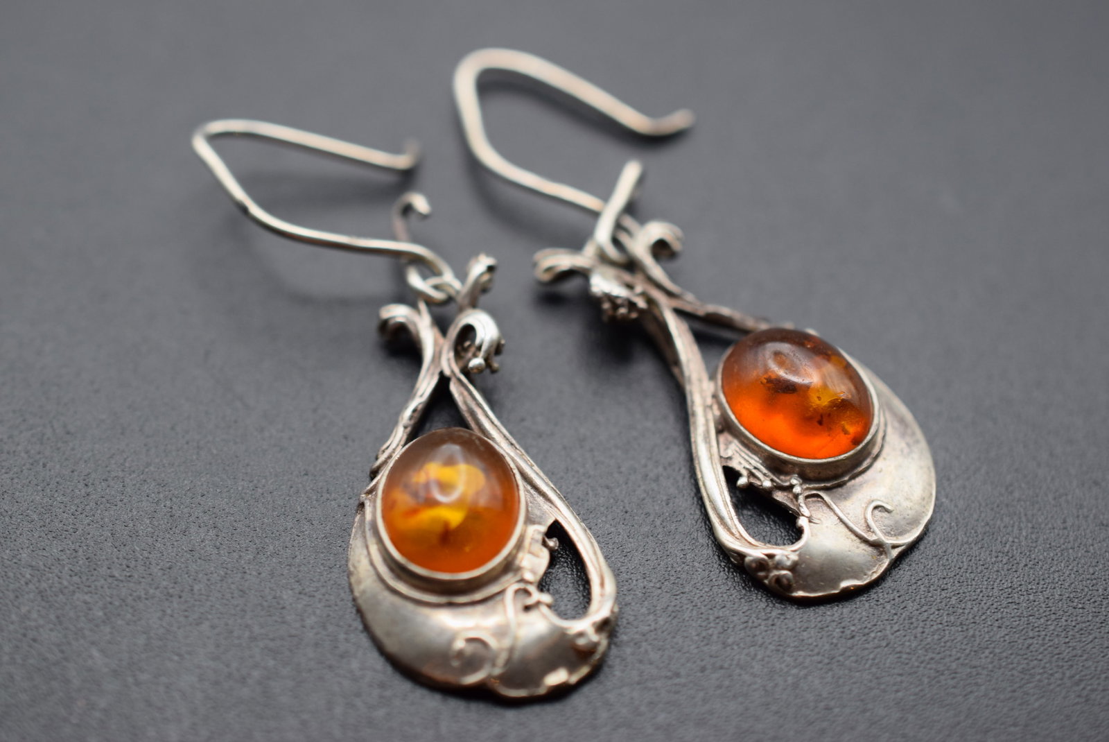 Vintage Earrings Amber Pierced Earrings Sterling Lot HK 127: Vintage Earrings Amber Pierced Earrings Sterling