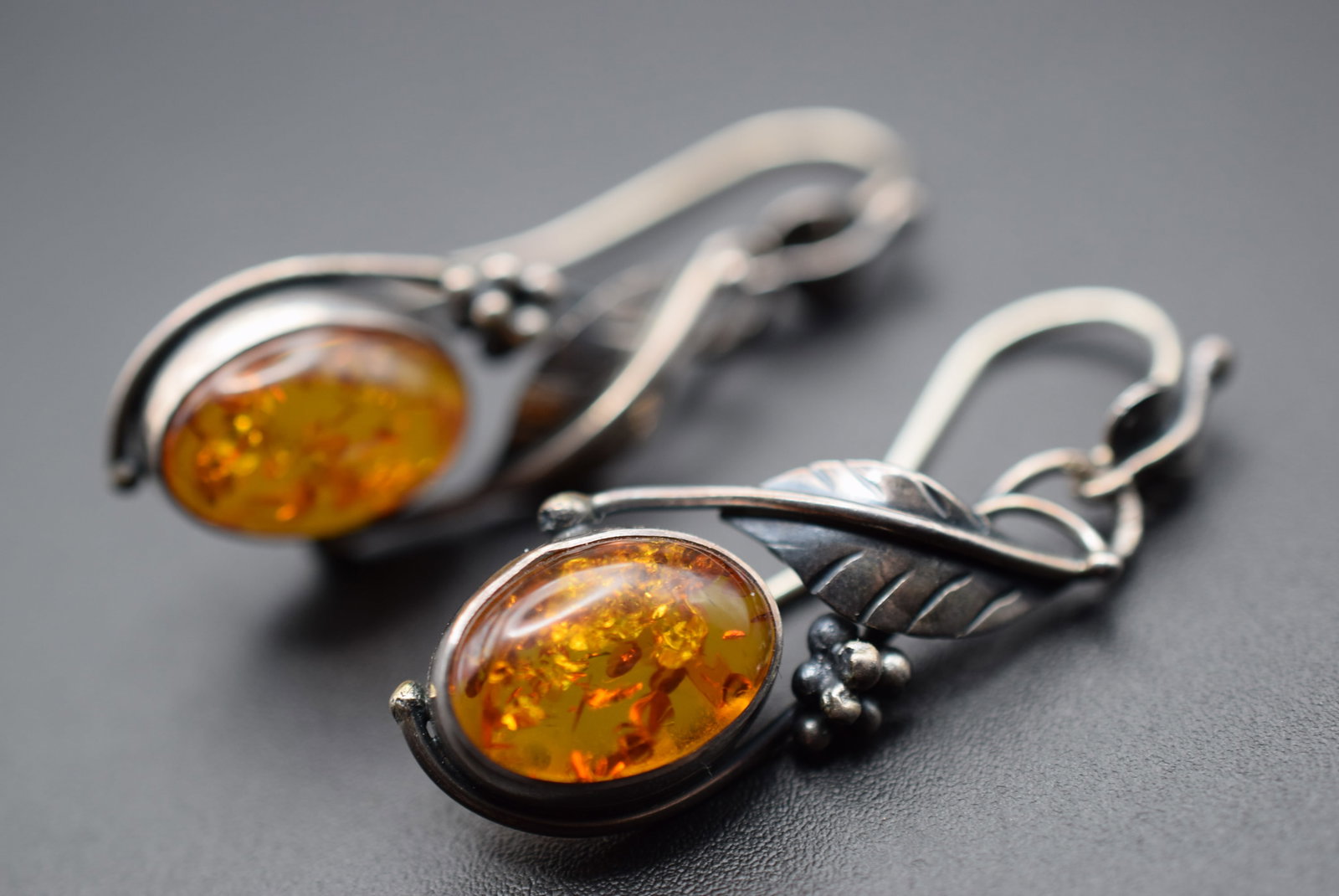 Vintage Earrings Sterling Amber Lot HK 180: Vintage Earrings Sterling Amber