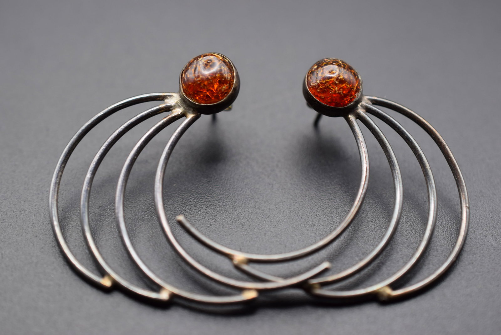 Vintage Earrings Amber Sterling Lot HK 204 (1 of 2)