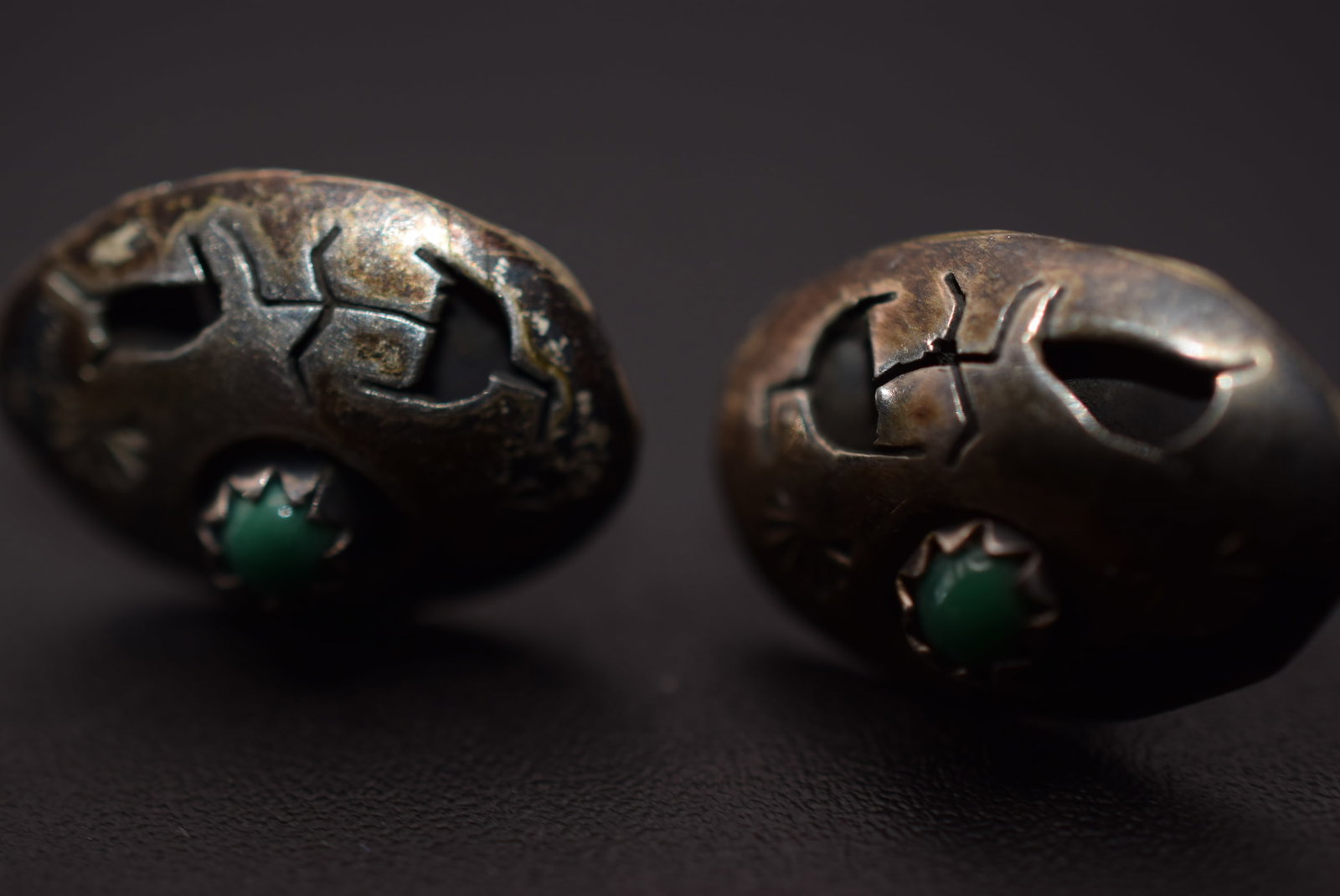 Sterling Pierced Vintage Earrings Shadowbox Turquoise Lot HK 216 (1 of 4)