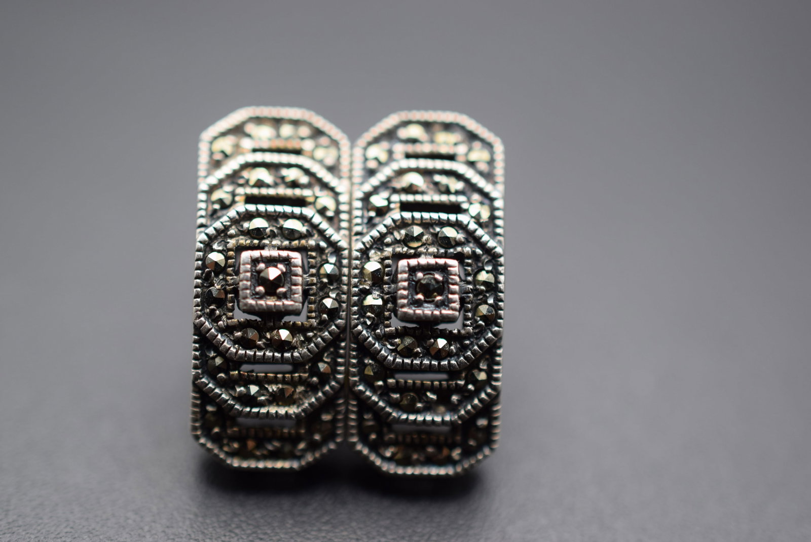 Marcasite Sterling Pierced Vintage Earrings Lot HK 234 (1 of 2)