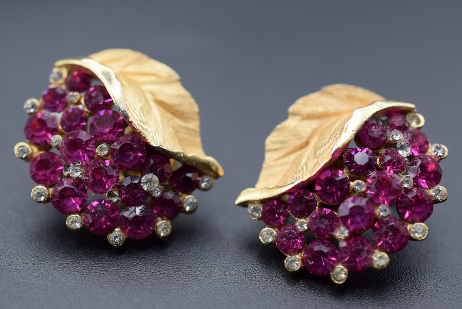 Trifari Signed Clip Rhinestone 1940's Vintage Earrings Lot HK 273: Trifari Signed Clip Rhinestone 1940's Vintage Earrings