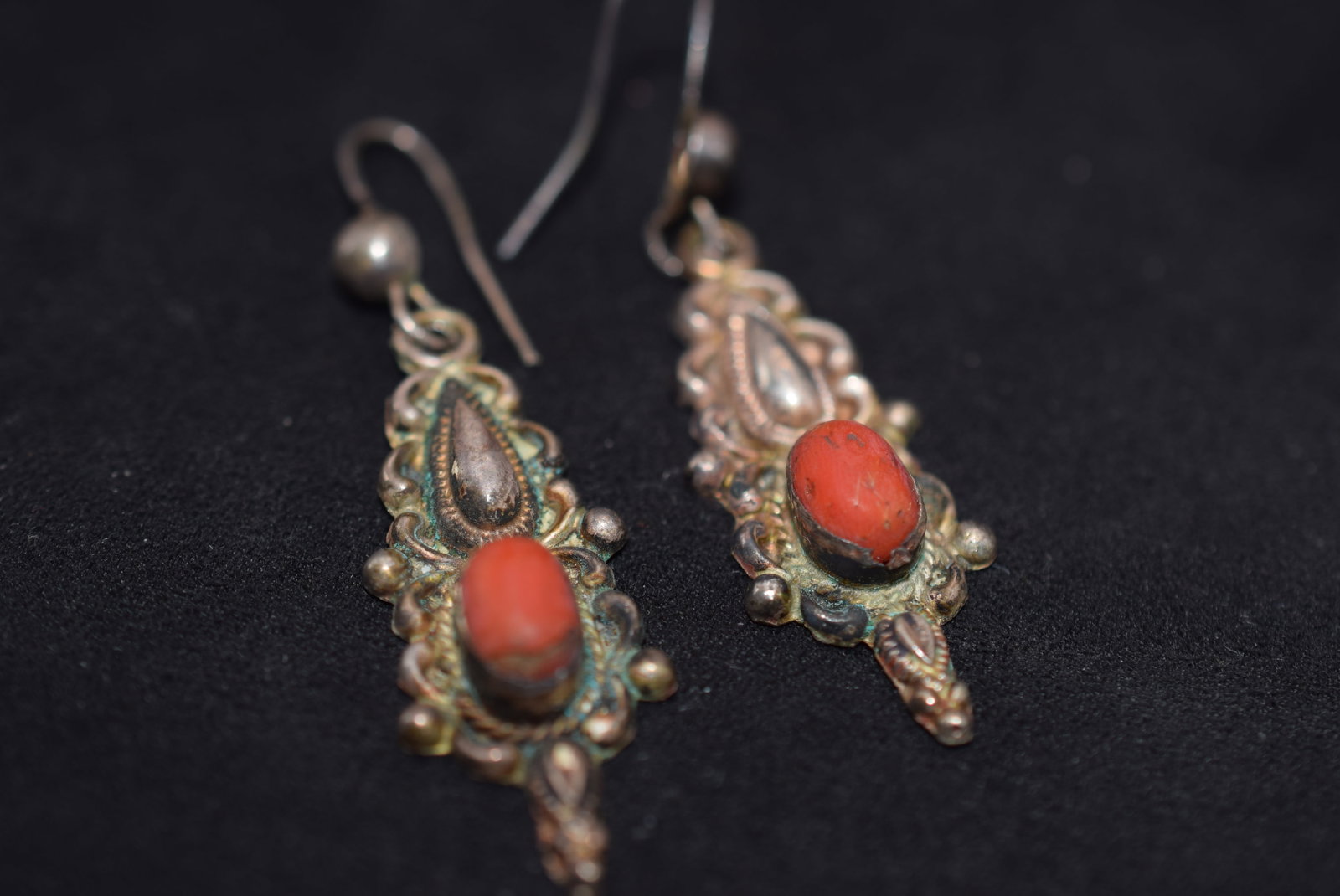 Genuine Coral Middle Eastern Earrings Lot# BE 276 (1 of 3)