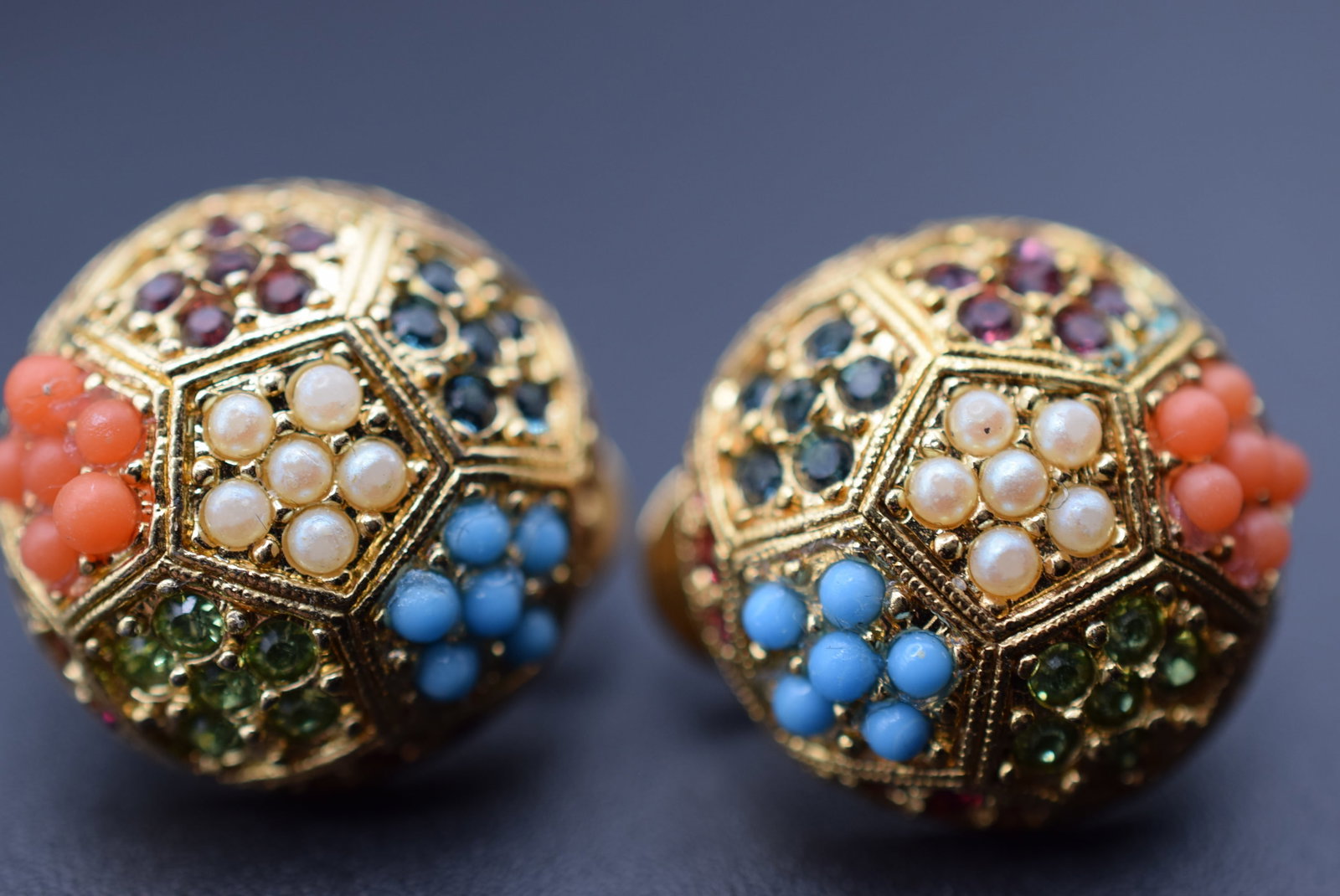 D'Orlan for Boucher Seed Bead Clip Signed Numbered Earrings Lot HK 278: D'Orlan for Boucher Seed Bead Clip Signed Numbered Earrings