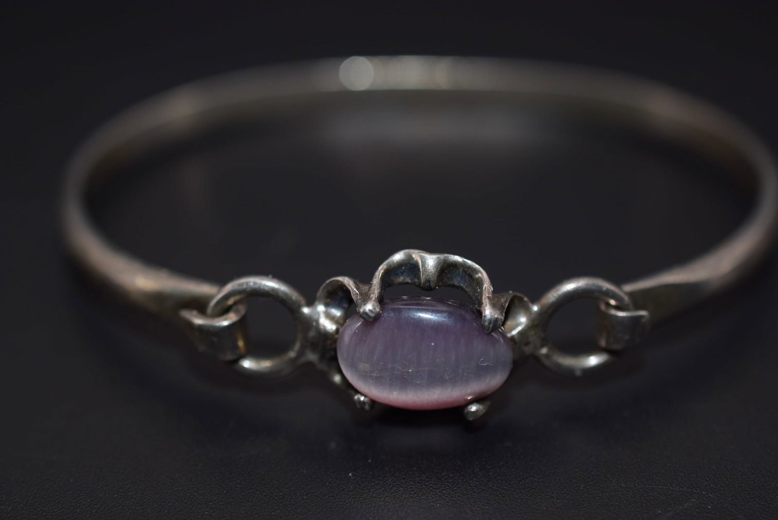 Bracelet Vintage Cats Eye Sterling Silver 925 17 grams Lot HK 282: Bracelet Vintage Cats Eye Sterling Silver 925 17 grams