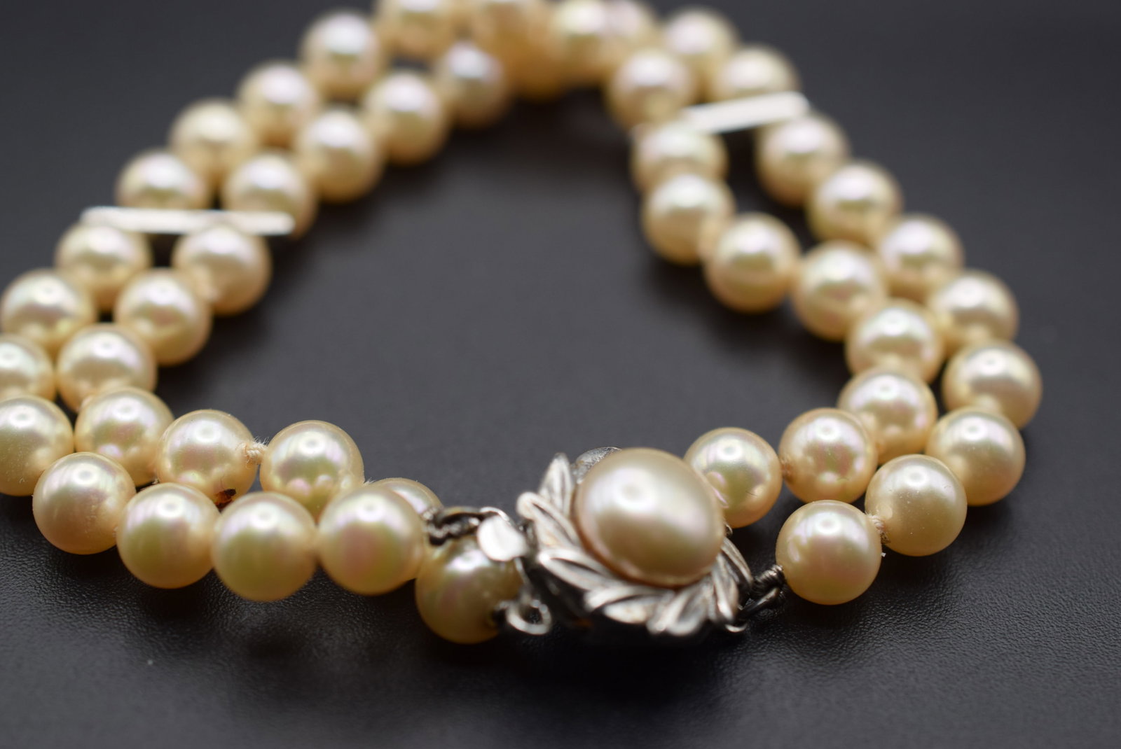 Sterling Silver 925 Glass Pearl Bracelet Vintage Lot HK 305 (1 of 3)