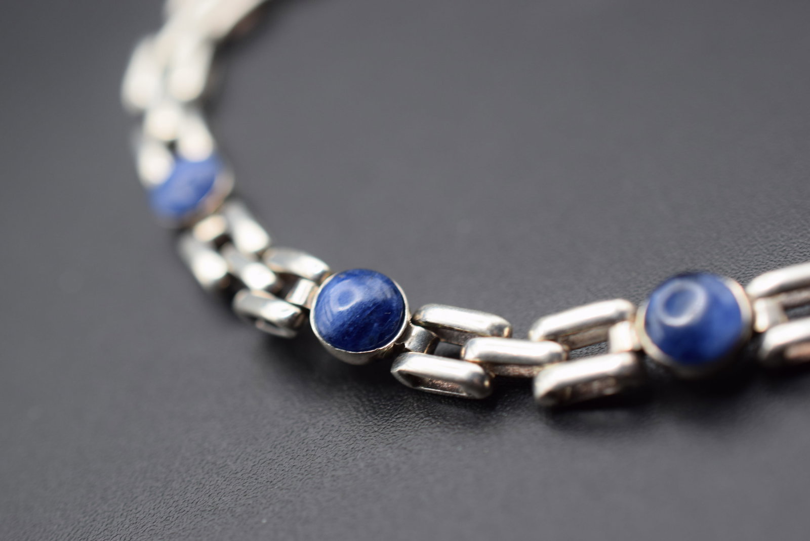 Lapis Sterling Silver 925 10.48 gram 7.5" Bracelet Vintage Lot HK 314 (1 of 2)