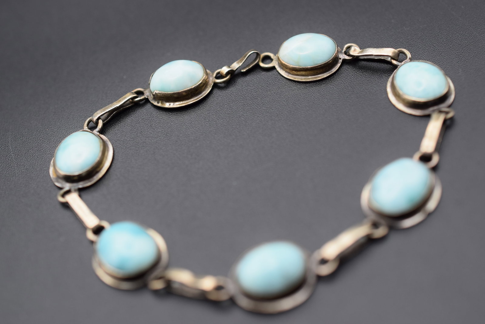 Larimar Sterling Silver 925 7 3/4" long 12.39 grams Bracelet Vintage Lot HK 316 (1 of 2)