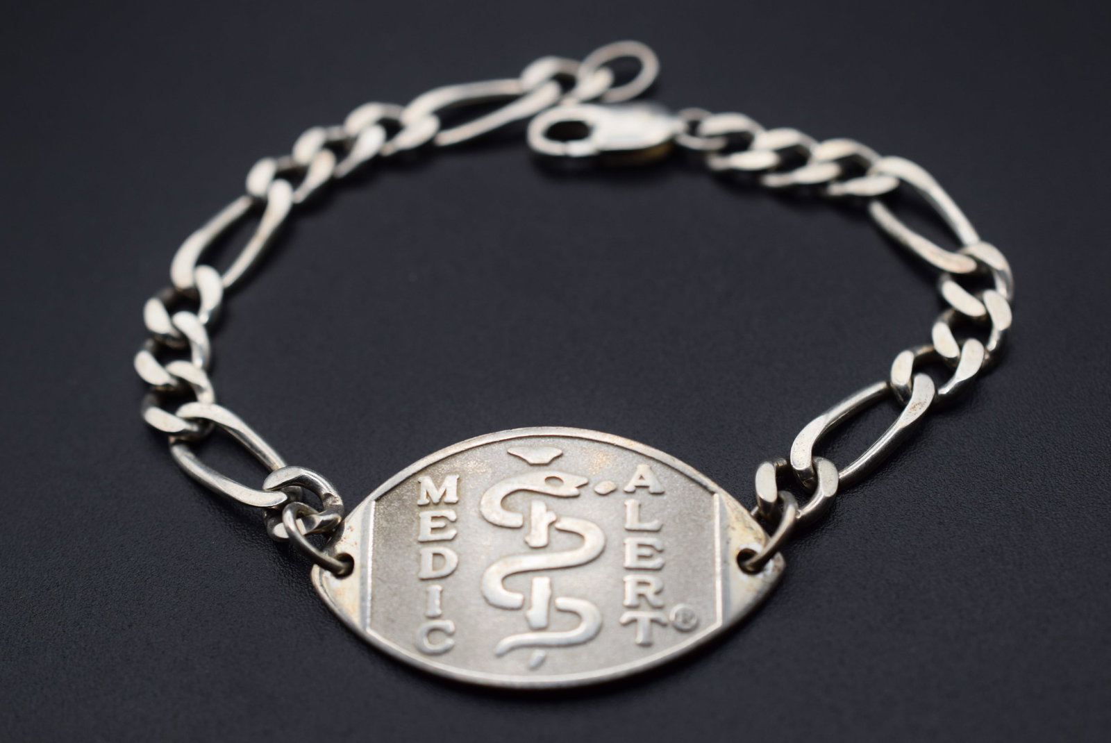 Medic Alert Sterling Silver 925 Bracelet Vintage 7 1/4" 13 grams Lot HK 318 (1 of 3)