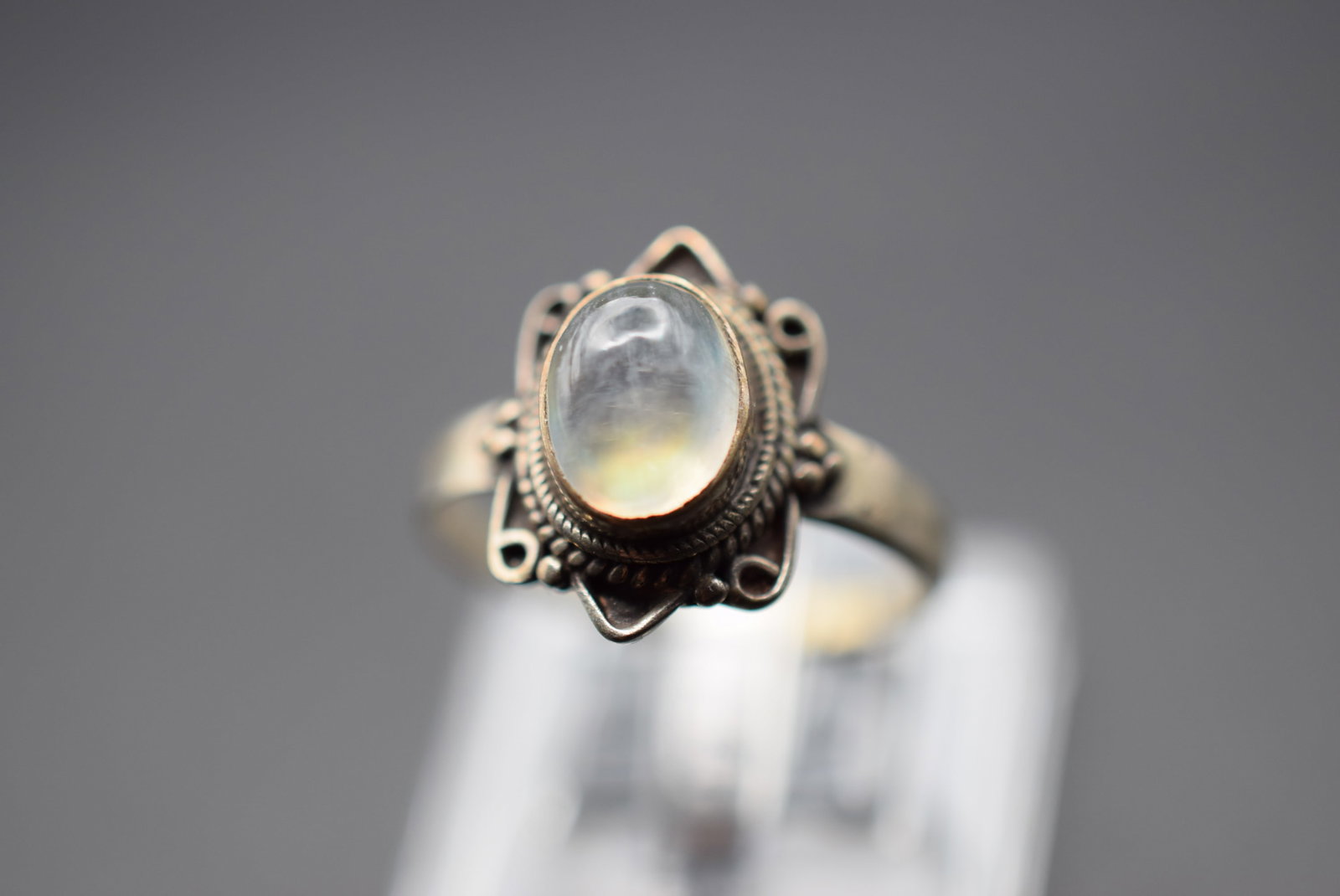 Labradorite Ring Vintage Sterling Size 6.5 Lot HK 416: Labradorite Ring Vintage Sterling Size 6.5