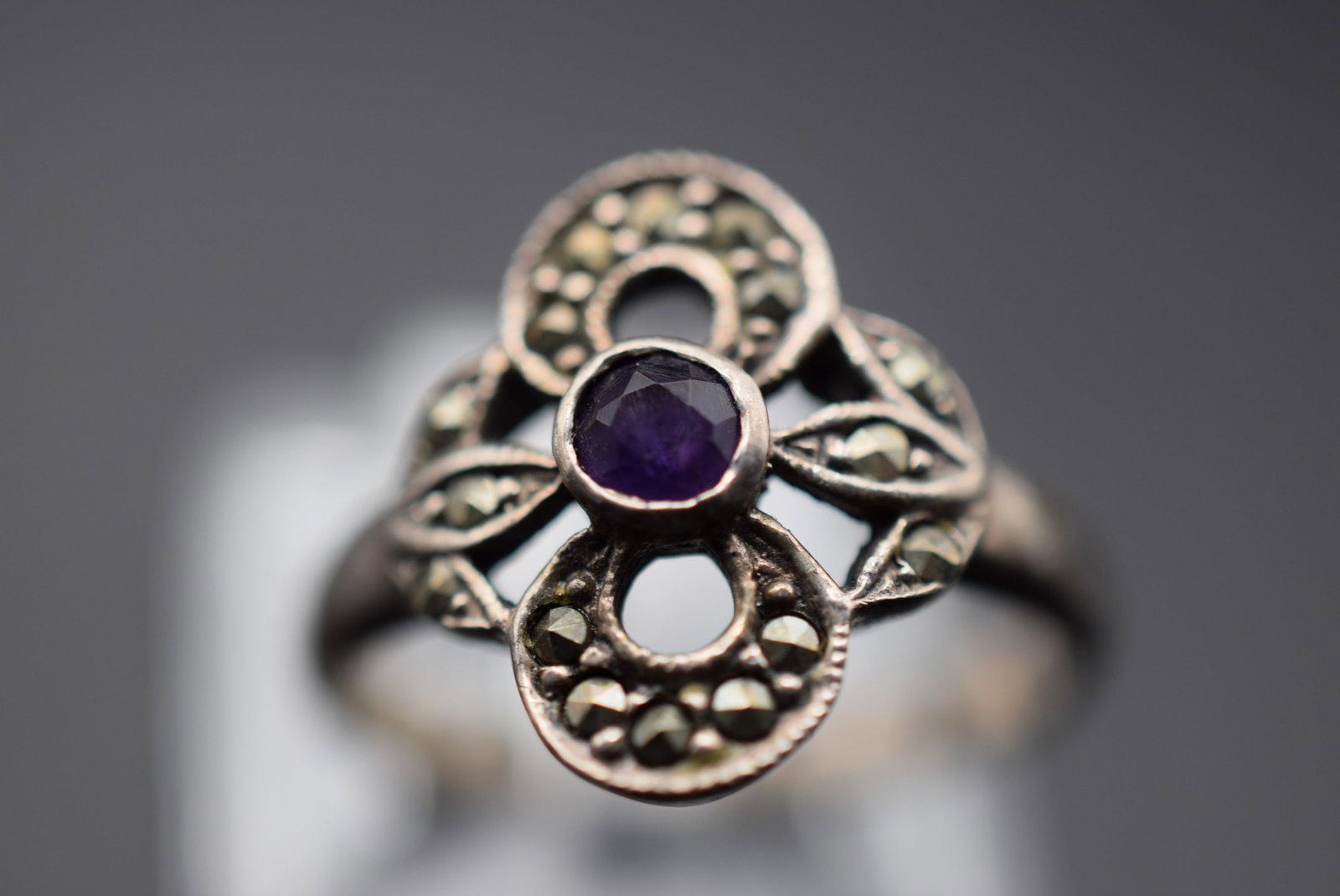 Marcasite Ring Vintage Sterling Size 6.25 Lot HK 435 (1 of 2)
