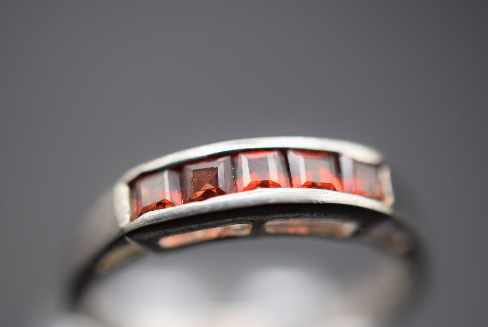 Garnet CZ Ring Vintage Sterling Size 6.5 Lot HK 441: Garnet CZ Ring Vintage Sterling Size 6.5