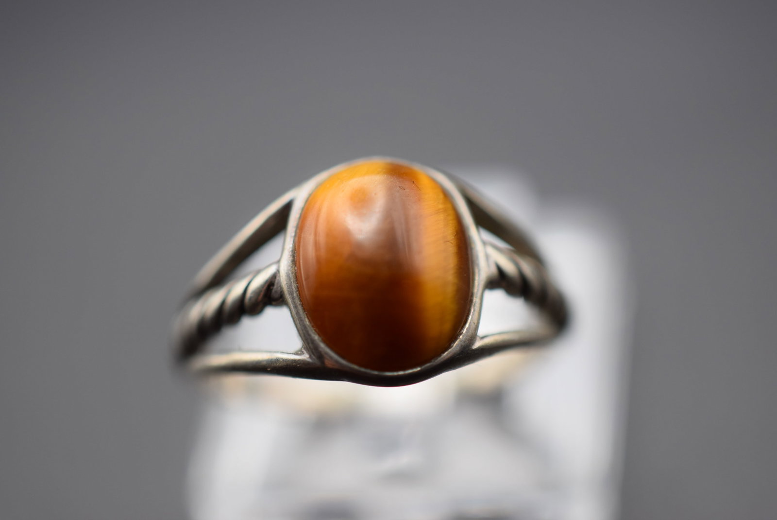 Tigers Eye Ring Vintage Sterling Size 7 Lot HK 452: Tigers Eye Ring Vintage Sterling Size 7