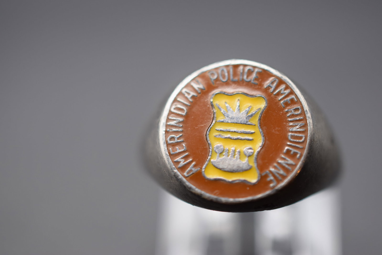 American Indian Enamel Ring Vintage Sterling Size 11.25 weighs 9.82 grams Lot HK 459: American Indian Enamel Ring Vintage Sterling Size 11.25 weighs 9.82 grams
