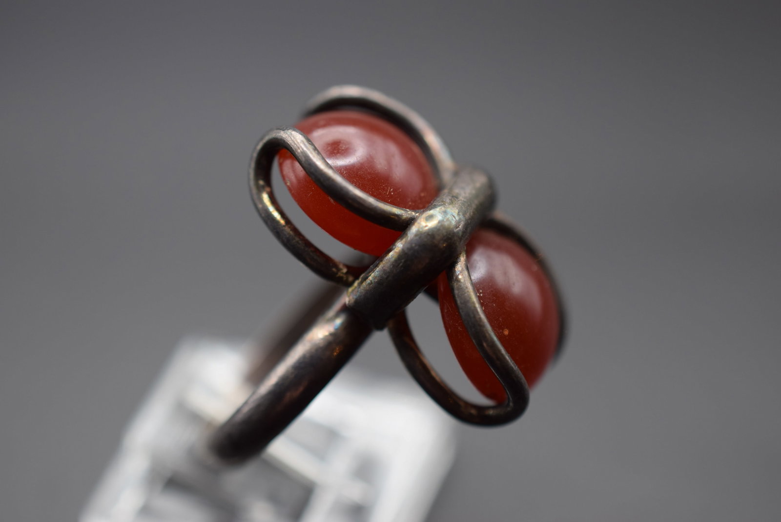 Modernist Carnelian Ring Vintage Sterling Size 6.5 weighs 8.93 grams Lot HK 489 (1 of 2)