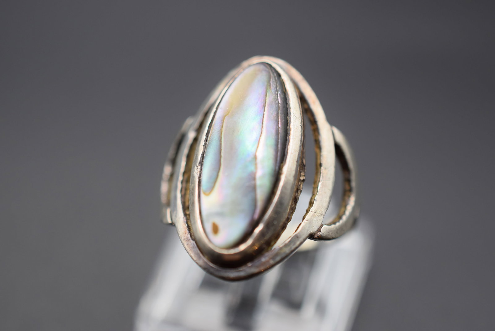 Abalone Ring Vintage Sterling Size 8 Lot HK 496: Abalone Ring Vintage Sterling Size 8