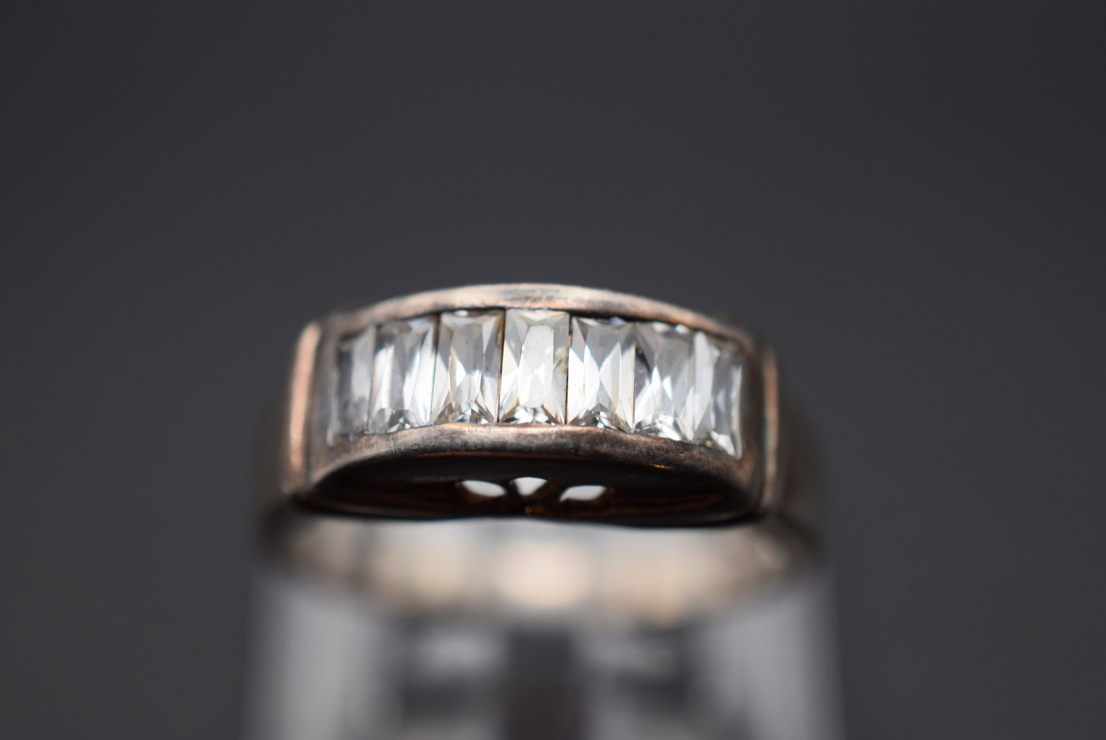CZ Baquette Ring Vintage Sterling Size 6.5 Lot HK 500: CZ Baguette Ring Vintage Sterling Size 6.5