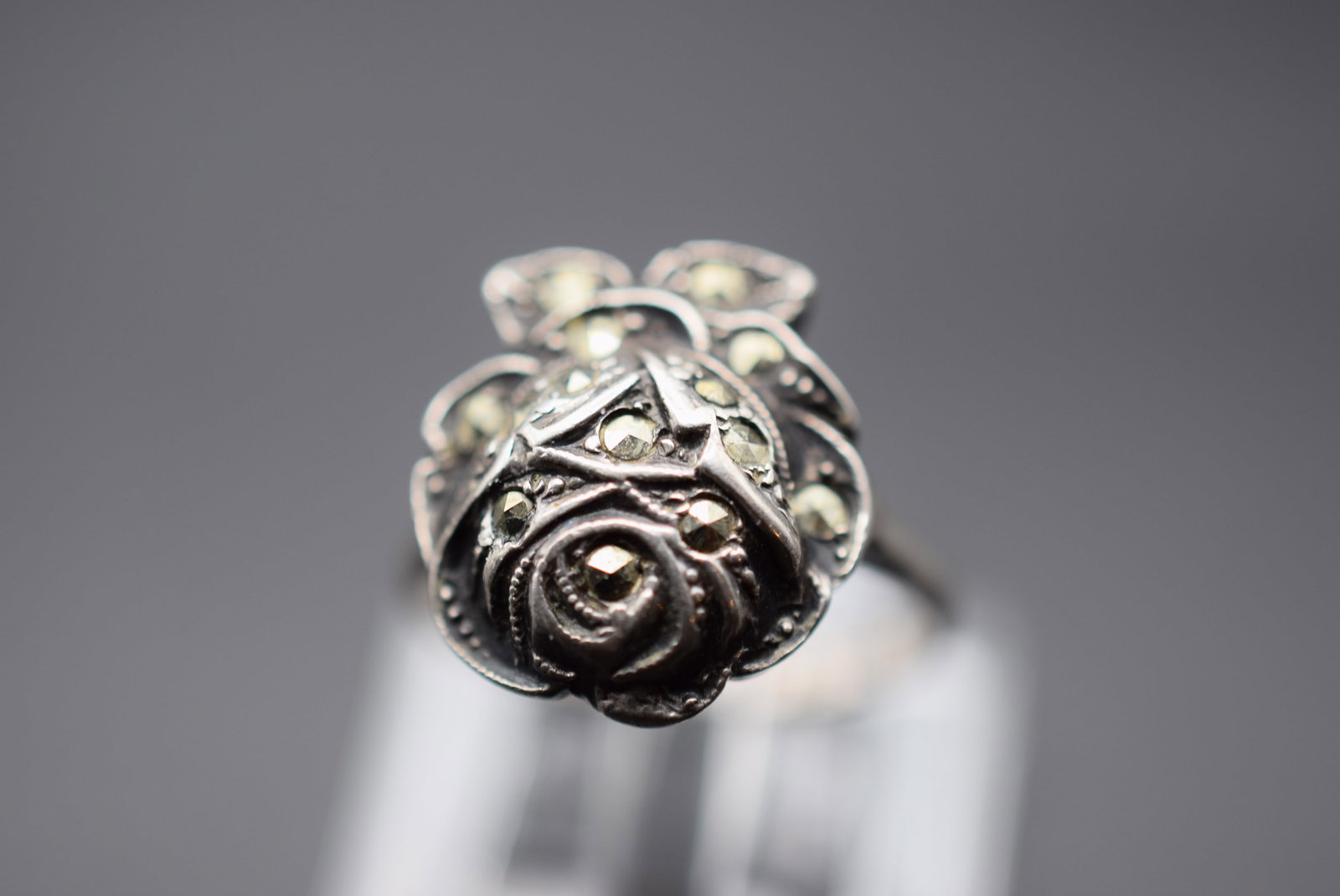 Marcasite Ring Vintage Sterling Size 5 Lot HK 507 (1 of 2)