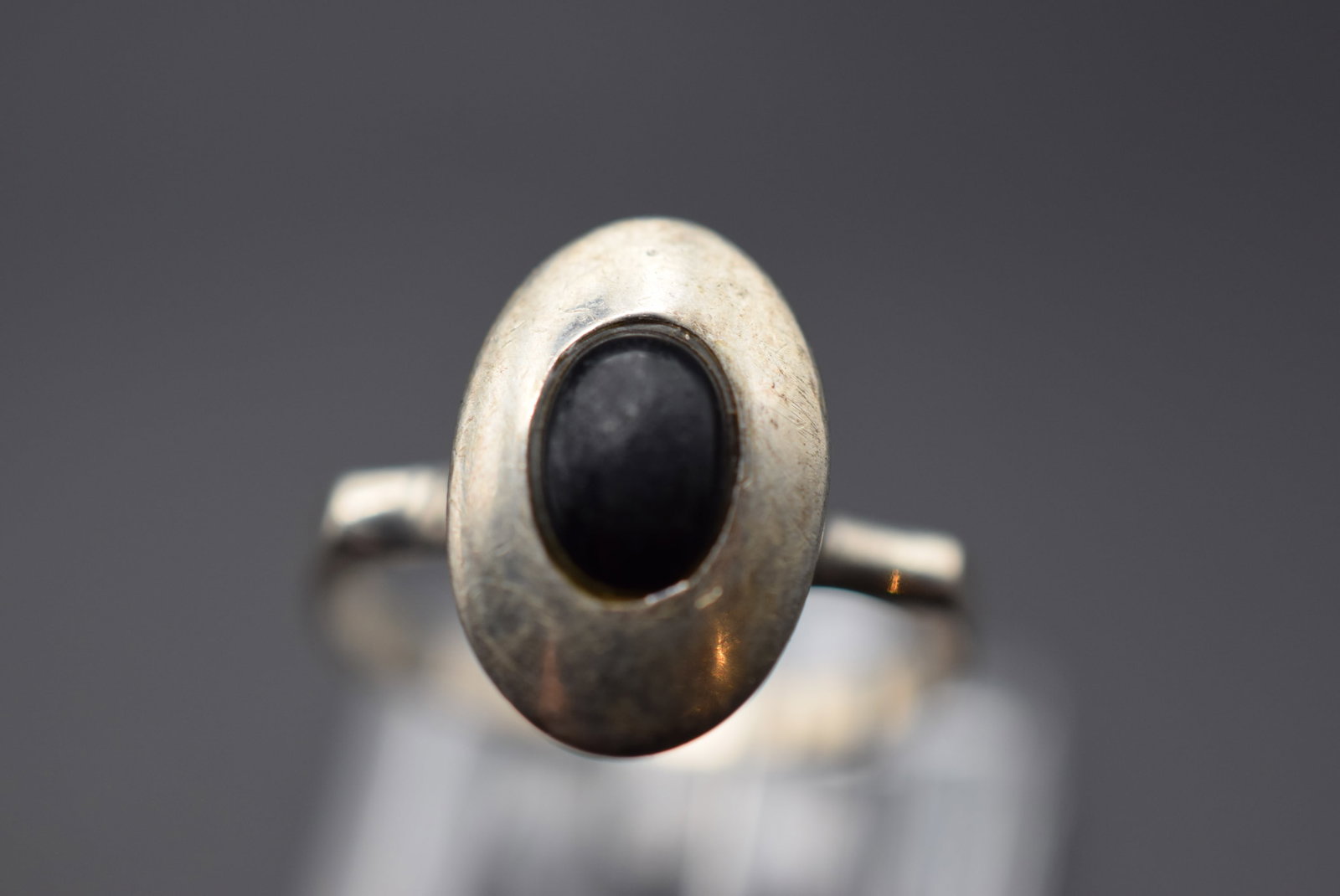 Onyx Ring Vintage Sterling Size 7 Lot HK 514 (1 of 2)