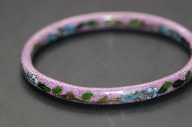 Purple Cloissone Bracelet Enamel Vintage Lot 521: Purple Cloissone Bracelet Enamel Vintage opening measures 2 3/8" across