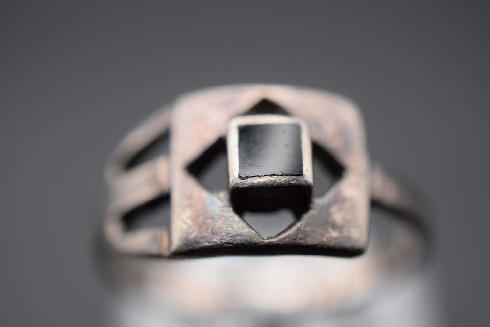 Onyx Ring Vintage Sterling Size 8 Lot HK 542: Onyx Ring Vintage Sterling Size 8