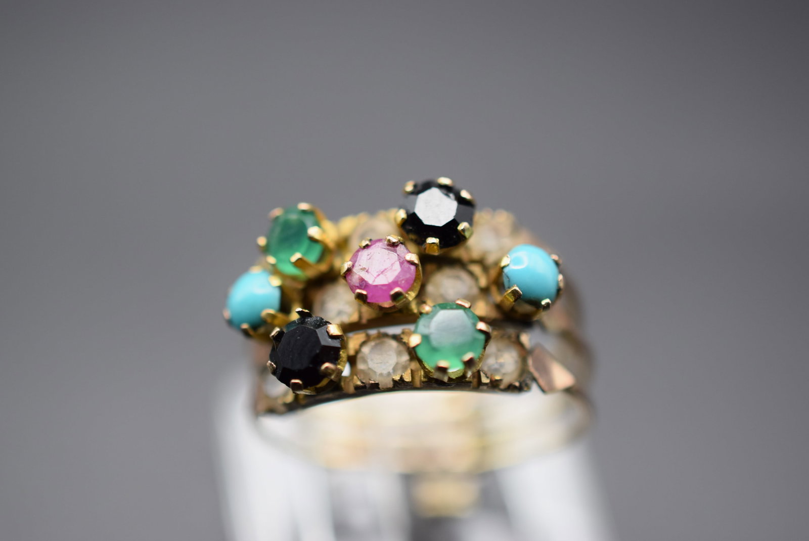 Ring Vintage Sterling Lot HK 544: Genstone Ring Vintage Sterling Size 6.75